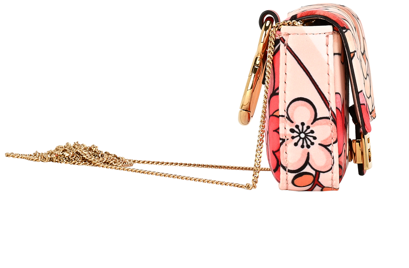 Nano Floral Baguette Charm Bag, &pound;450, Handbags, Pink, Satin, Side view
